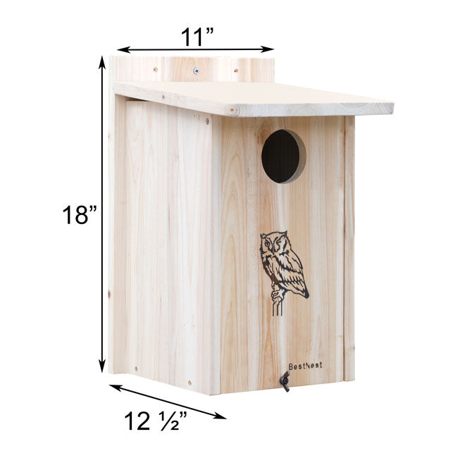 BestNest Premium Screech Owl / Kestrel House- Bird House